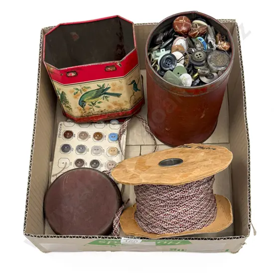 Box of Assorted Buttons & Trim