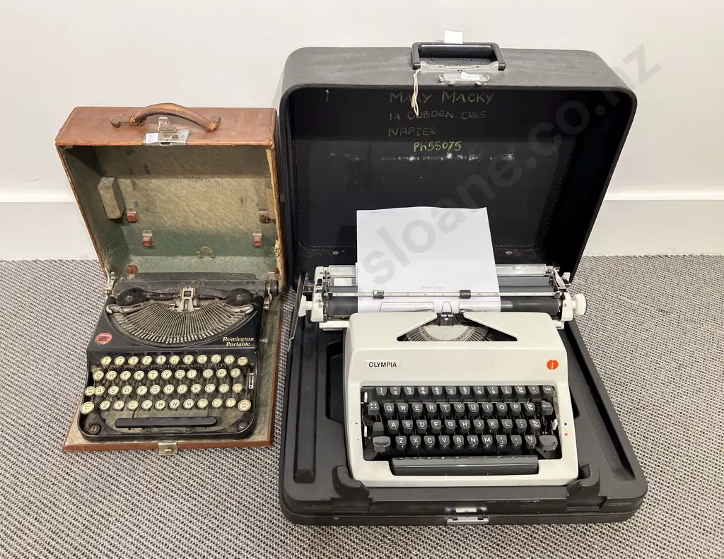 Olympia Typewriter & Case together with Vintage Remington Portable Typrewriter in Leather Case Image 1++