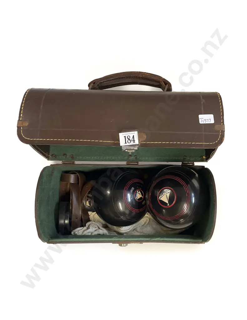 Two Cased Lignum Vitae Bowls & Set of Four Others Image 1++
