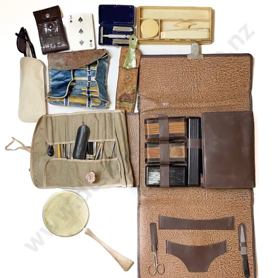 Gentlemans Cased Grooming Set & Hand Mirror etc