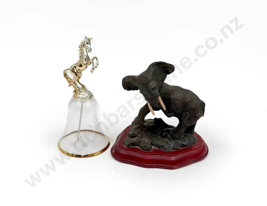 Elephant Ornament & Austrian Crystal Bell Image 1++