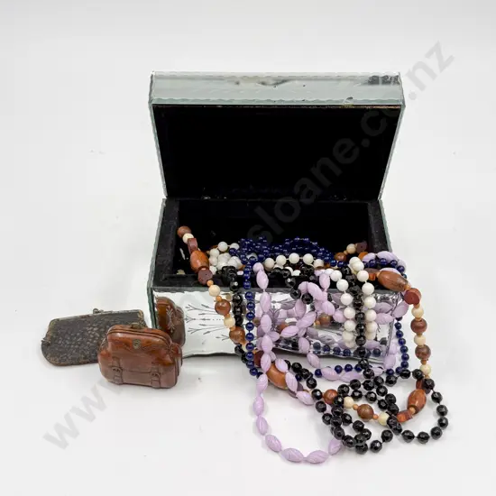 Small Mirrored Jewellery Box & Two Vintage Coin Purses