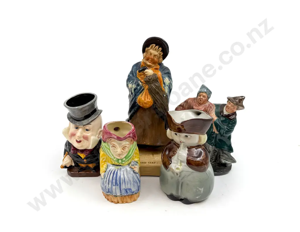 Sairey Gamp Figure Small Figure Group & Three Toby Jugs Image 1++