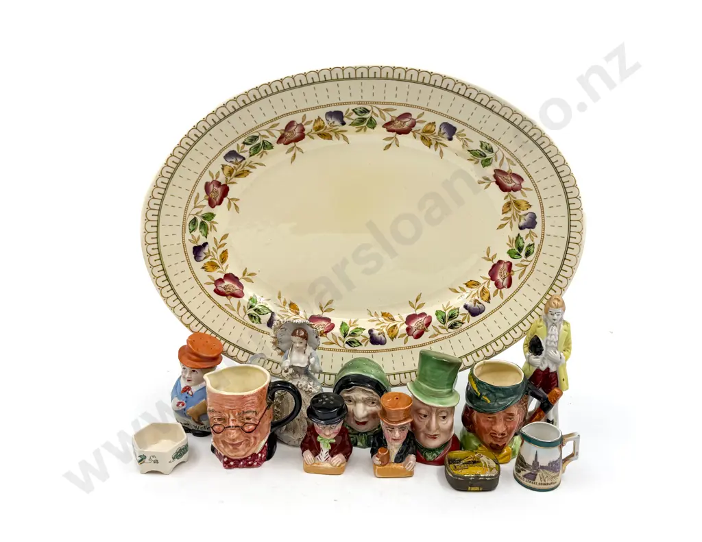 Small Collection Figures & Toby Jugs on Woods Burslem Ashet Image 1++
