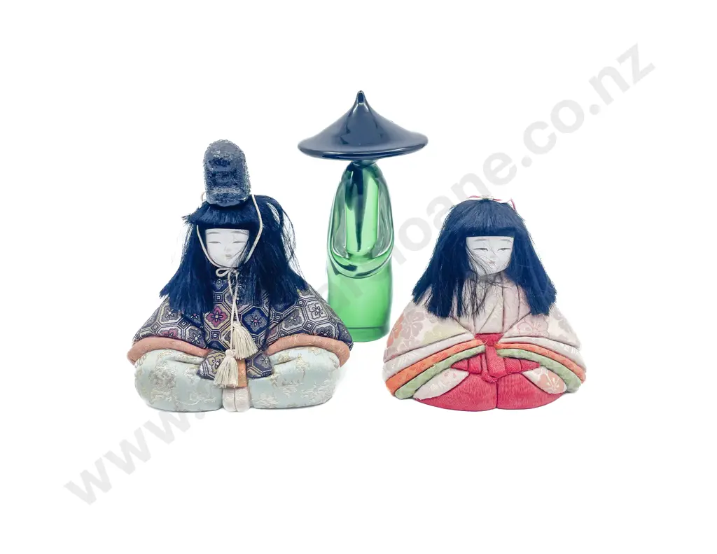 Formia Murano Glass Chinese Figure & Pair Japanese Ancestor Dolls Image 1++