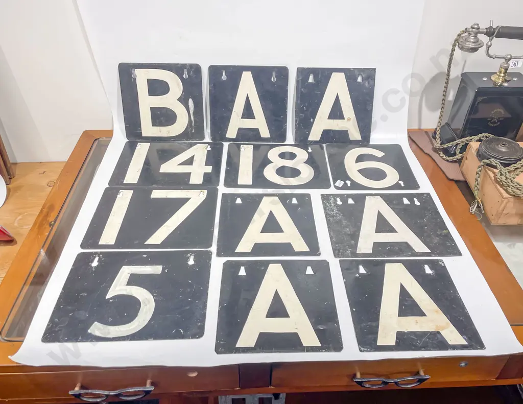 Twelve Painted Tin Scoring Letters & Numbers Image 1++