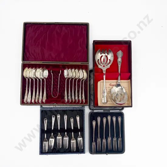 Various Vintage Cased S/P Cutlery Sets