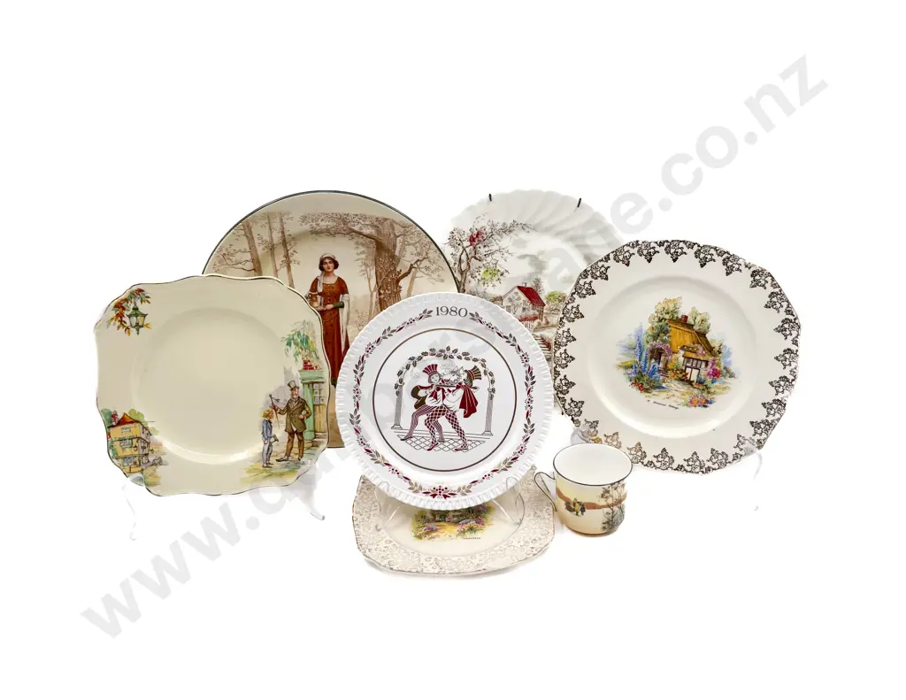 RD Shakespeare Head Rack Plate with Five Other Cake Plates & Doulton Cup Image 1++