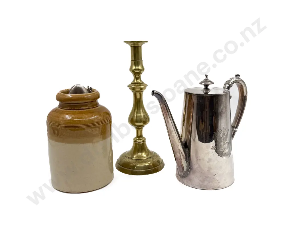 S/P Coffee Pot Odd Cutlery Crock Candlestick & Onyx Elephant Image 1++