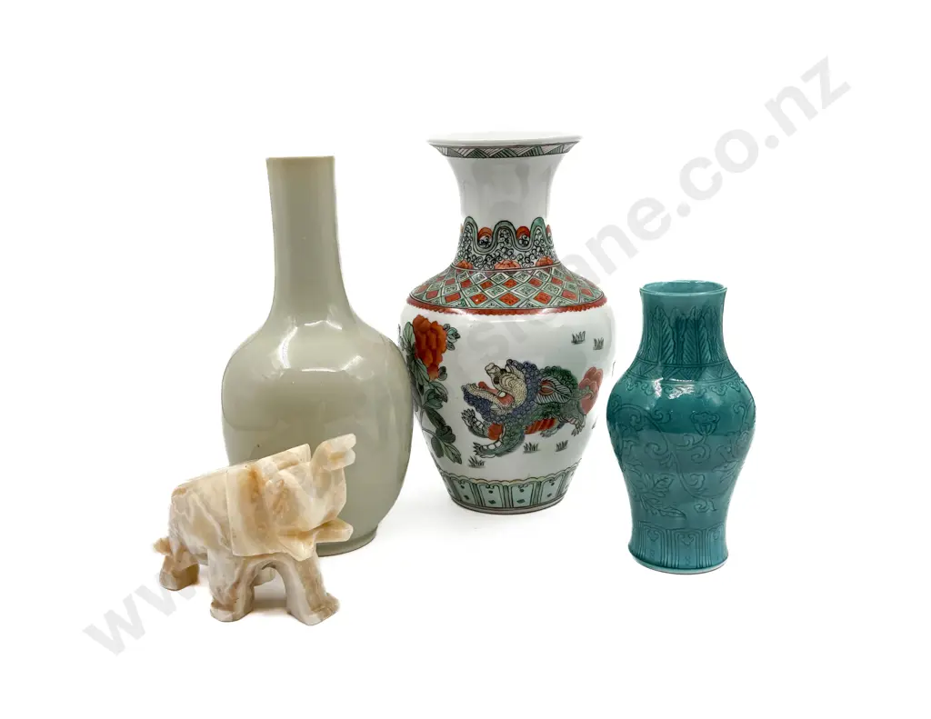 Three Various Chinese Decorative Glazed Vases Image 1++