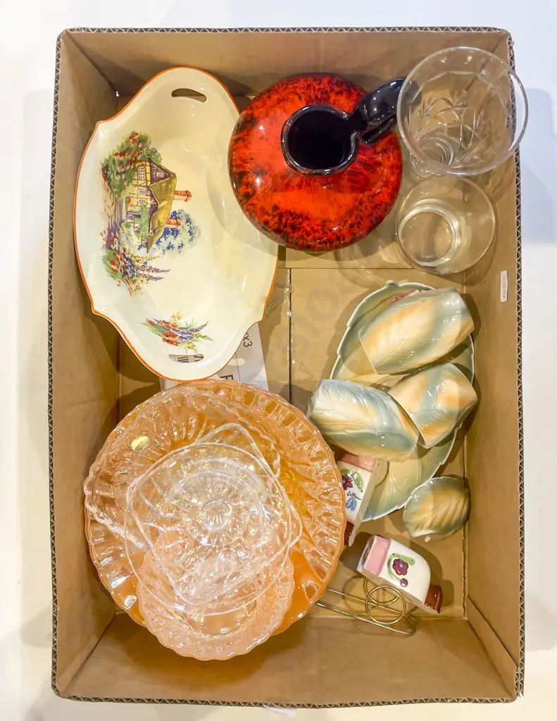 Italian Three Tier Cake Stand with Assorted Glassware & China Image 1++