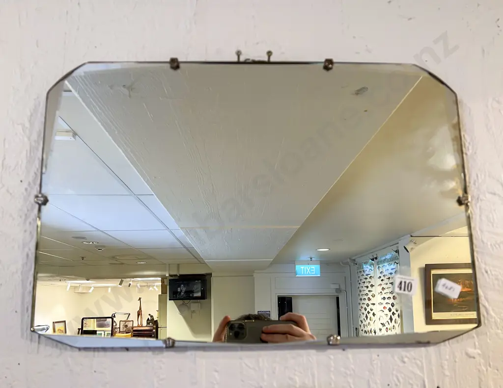 Faceted Edged Art Deco Rectangular Mirror Image 1++