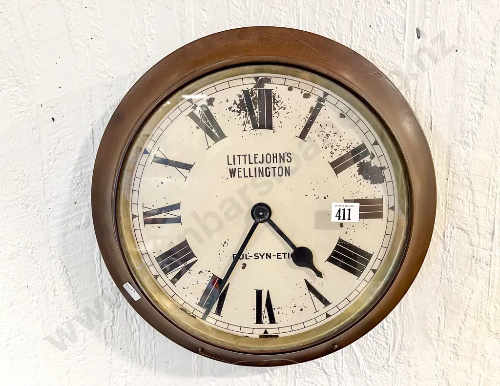 Early C20th Littlejohns Wellington Hanging Wall Clock Image 1++