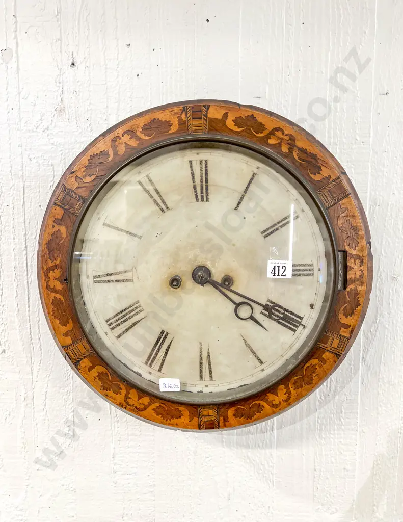 Victorian Inlaid Framed Wall Clock Image 1++