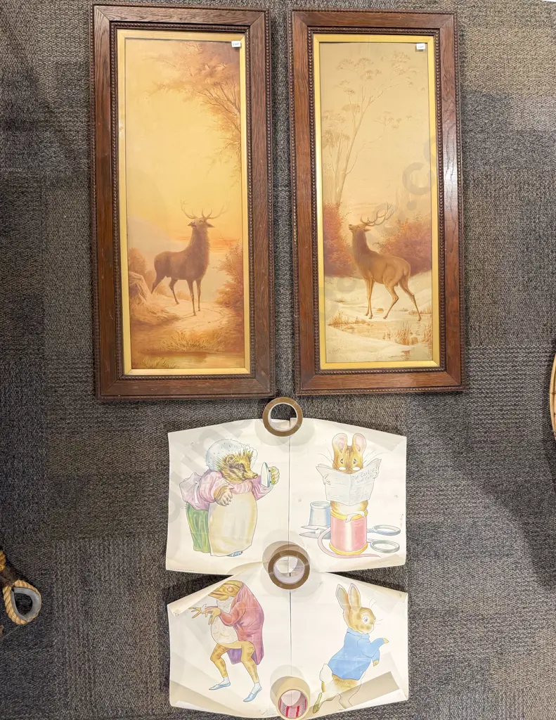 Pair of Oak Framed Deer Studies - Pastel on Paper Image 1++