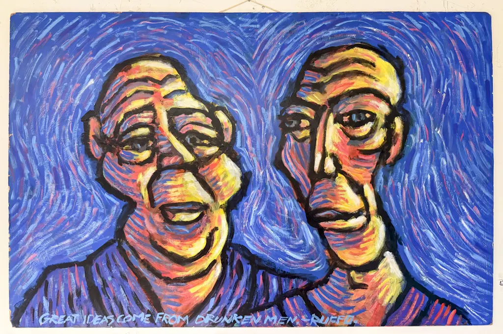 Ruffo - "Great Ideas Come From Drunken Men" - Acrylic on Board (Unframed) Image 1++