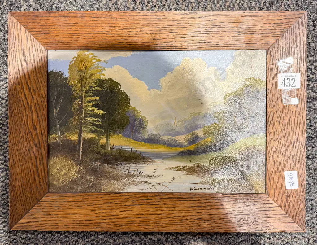 A. Linton - Country Scene with River - Oil on Board Image 1++