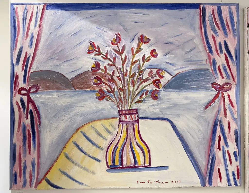 Lee Feltham - Still Life with Landscape - Acrylic on Canvas Image 1++