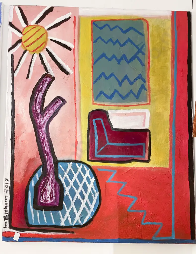 Lee Feltham - Abstracted Living Room Scene - Acrylic on Canvas Image 1++