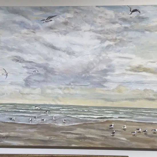 E.A. Bennett - Seascape with Seagulls - Acrylic on Canvas