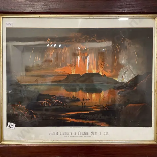 A.D. Willis after Charles Blomfield - "Mount Tarawera in Eruption" - Lithograph