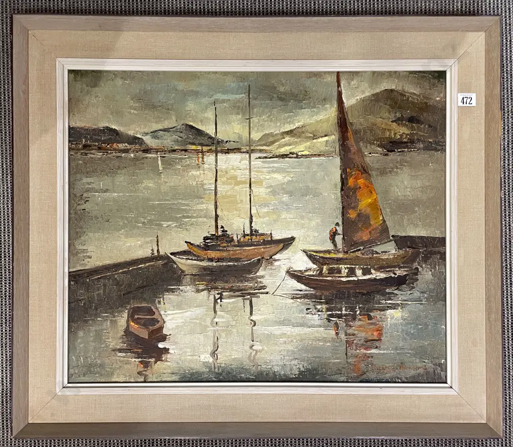 Florence M. Luxford - Dockside Scene - Oil on Board Image 1++