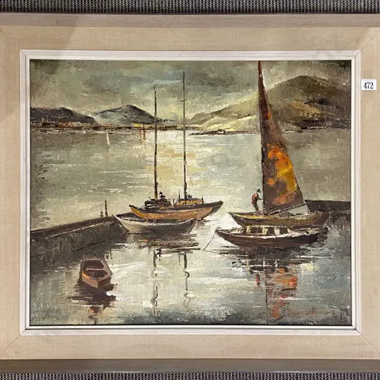 Florence M. Luxford - Dockside Scene - Oil on Board
