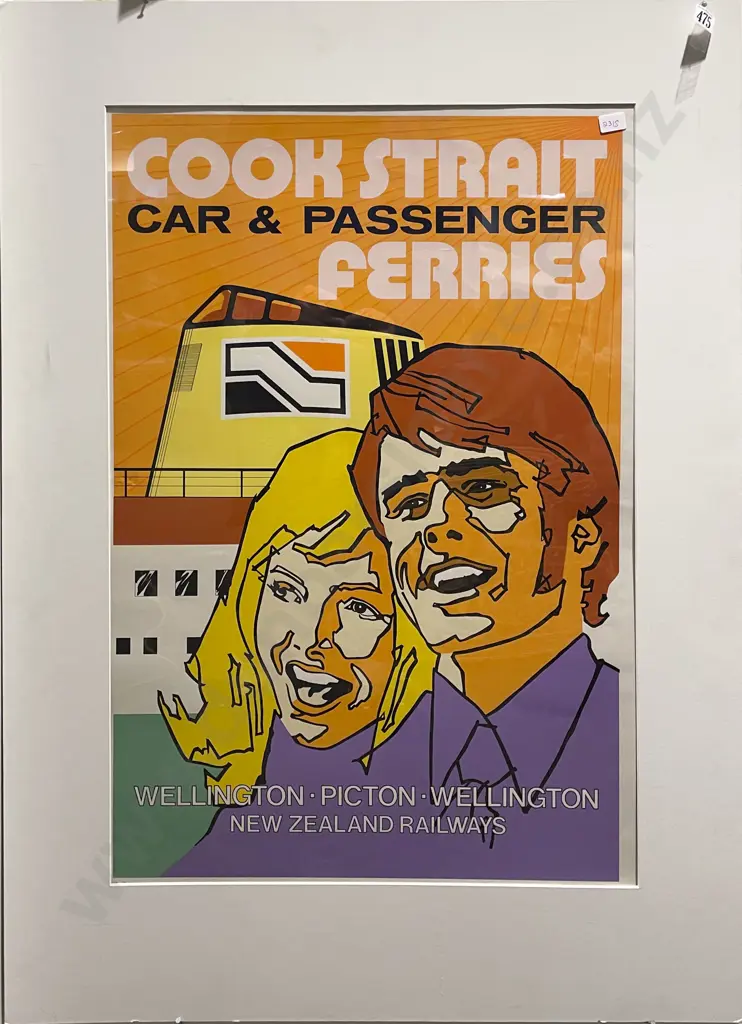 Vintage Kiwiana Unframed Cook Strait Ferry Poster Image 1++