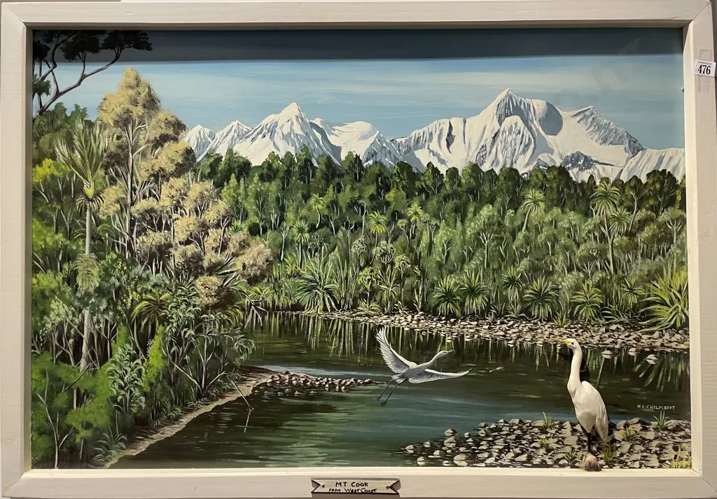 N. E. Choldcroft - "Mt Cook from West Coast" - Acrylic on Board & Papier Mache Image 1++