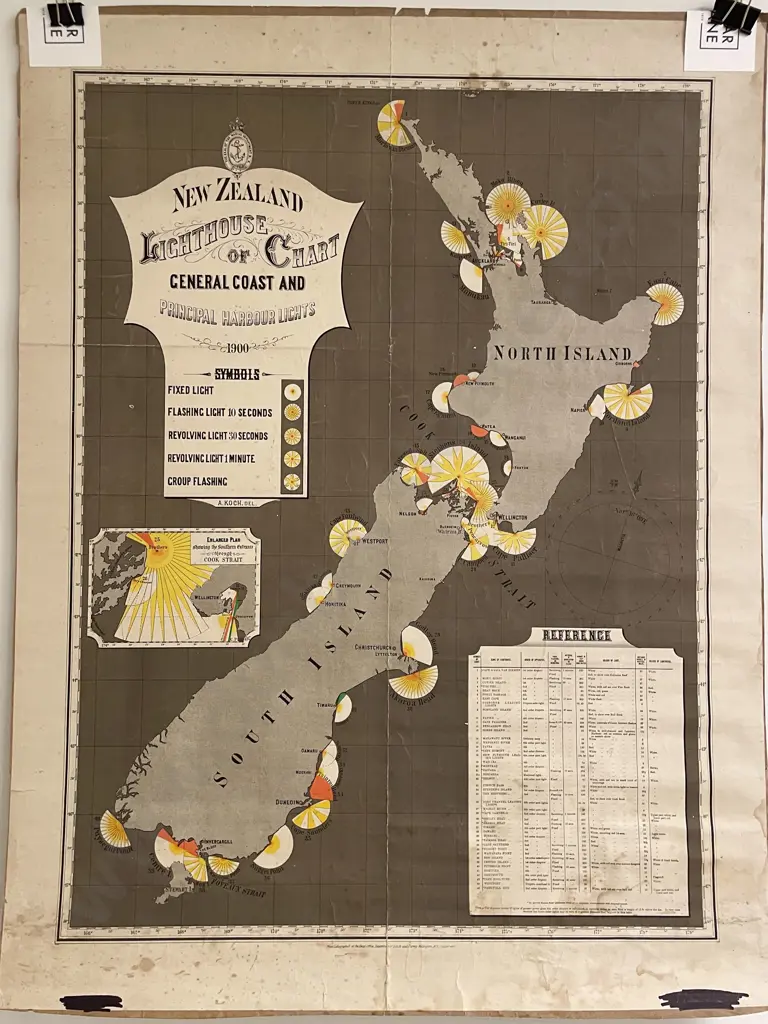 Unframed Vintage NZ Lighthouse Chart Image 1++
