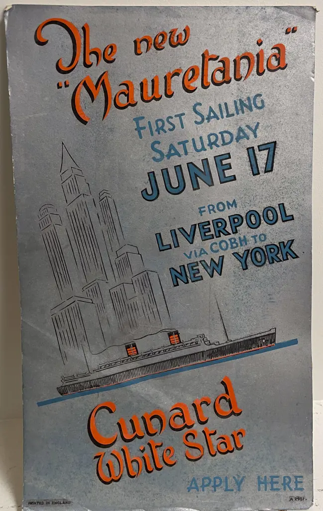 Vintage Art Deco Cunard White Star Advertisement Image 1++