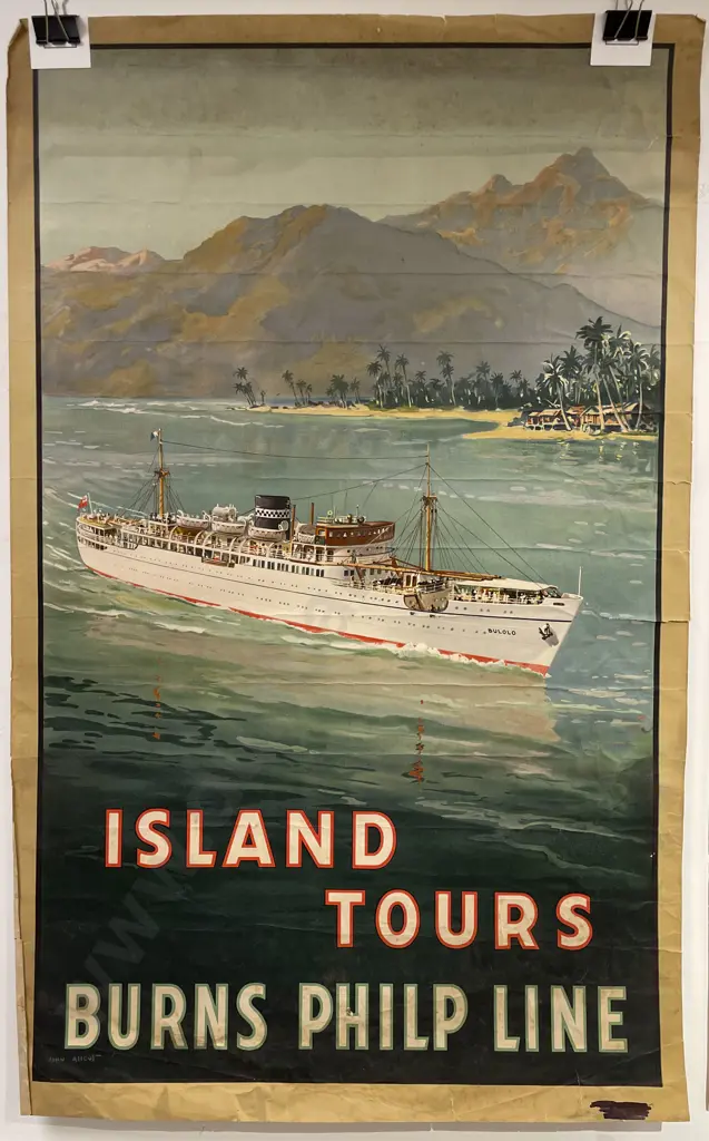 Vintage Burns Philp Line Island Tours Cruise Ship Advertisement Image 1++