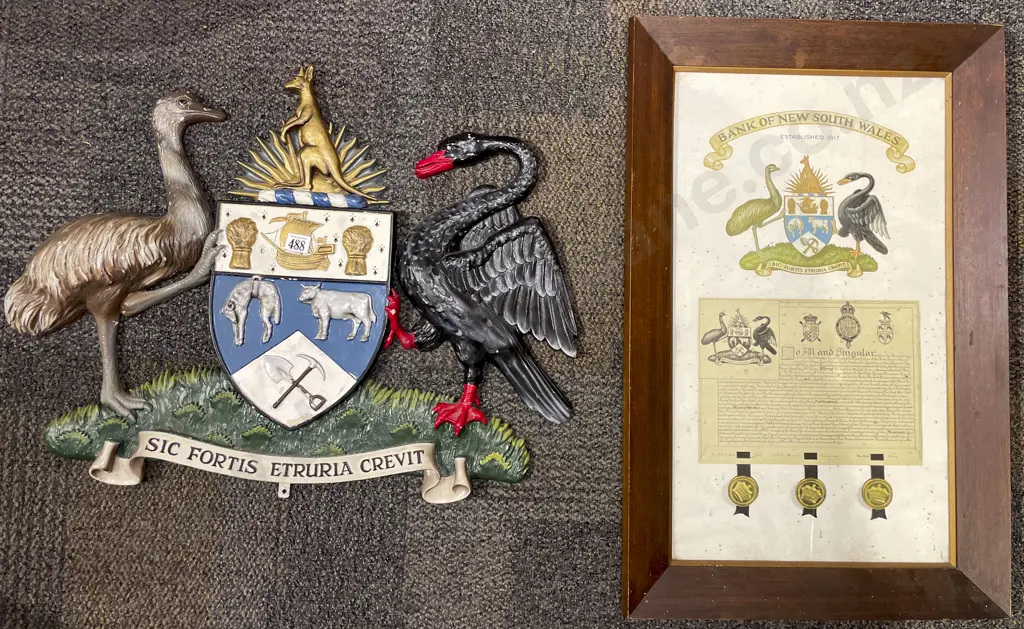 Vintage Plaster Crest of NSW & Framed Work Image 1++
