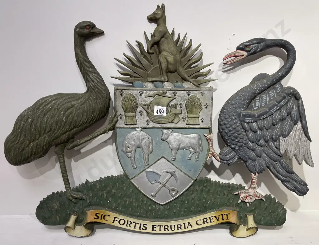 Vintage Cast Metal Bank of NSW Coat Of Arms Image 1++