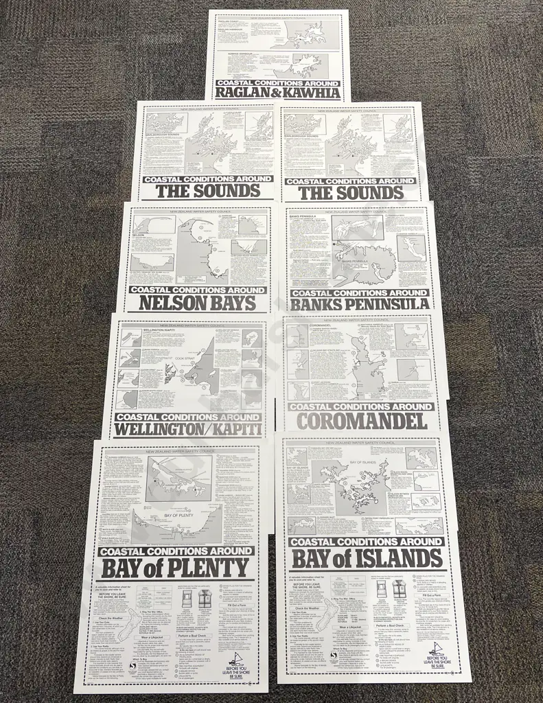 Nine Vintage Unframed NZ Water Safety Council Posters Image 1++