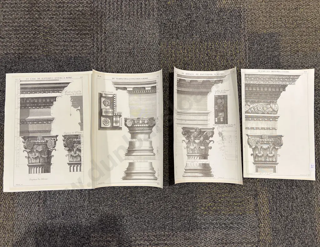 Set of Four Roman Corinthian Column Architectural Studies Image 1++