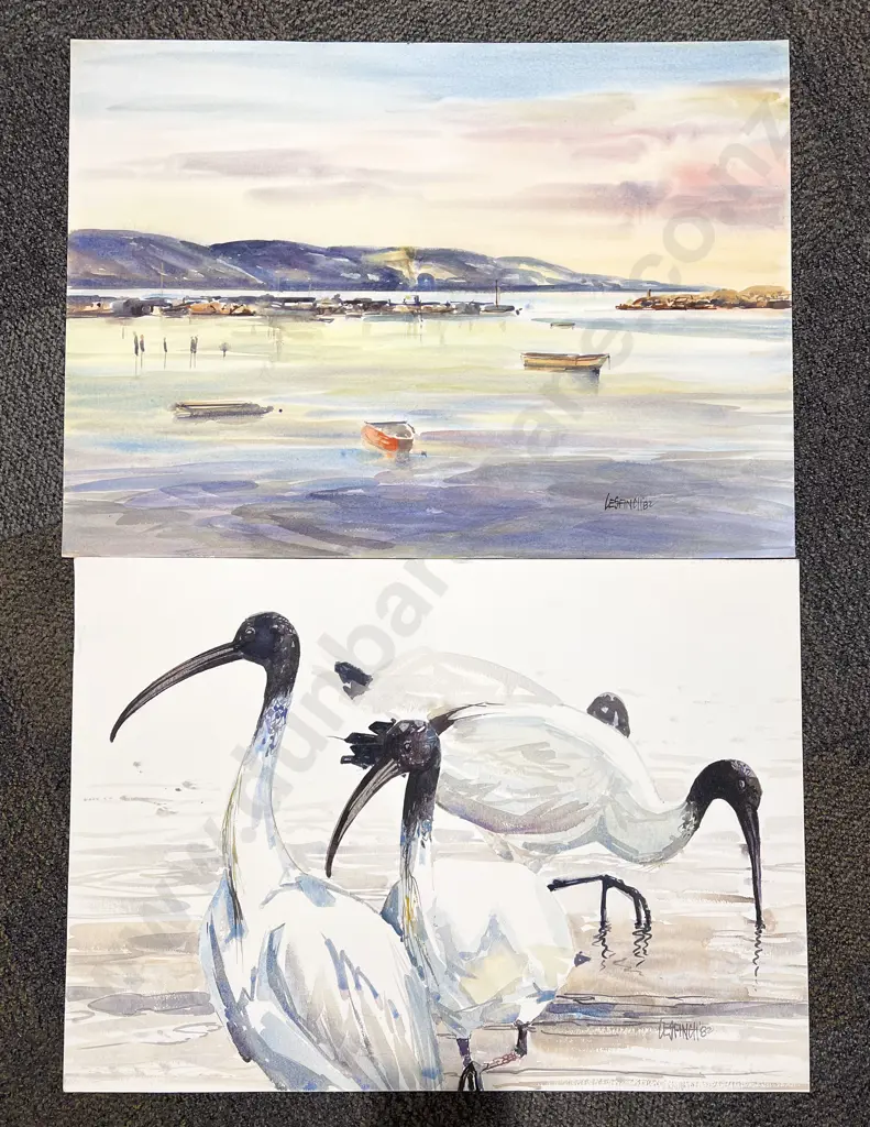 Two Large Unframed Les Finch Watercolour Artworks Image 1++