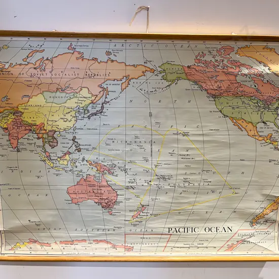 Vintage Large Map of the World & Other Large Map of South East Asia