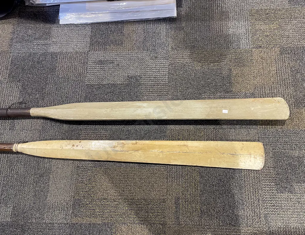Two Large Wooden Antique Oars Image 1++