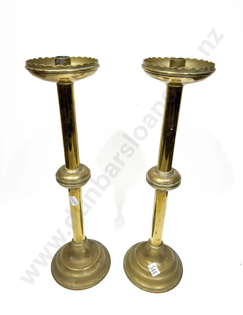 Pair of Brass Ecclesiastical Candle Sticks Image 1++
