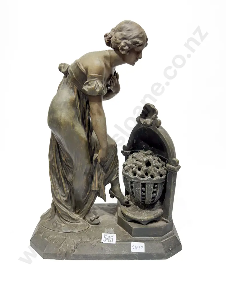 Edwardian Spelter Table Lamp Signed J. Causse Image 1++