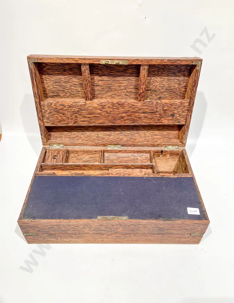 Victorian Anglo Indian Tigerwood Writing Box Image 1++