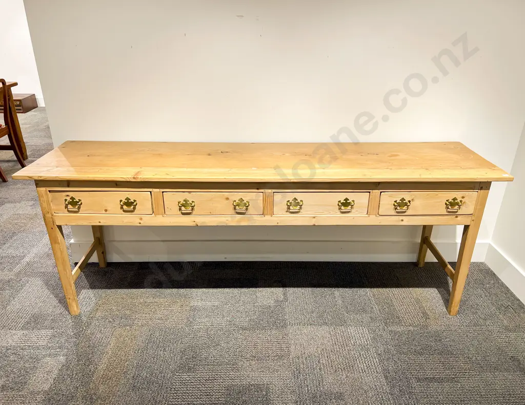 Victorian Pine Four Drawer Kitchen Side Table Image 1++
