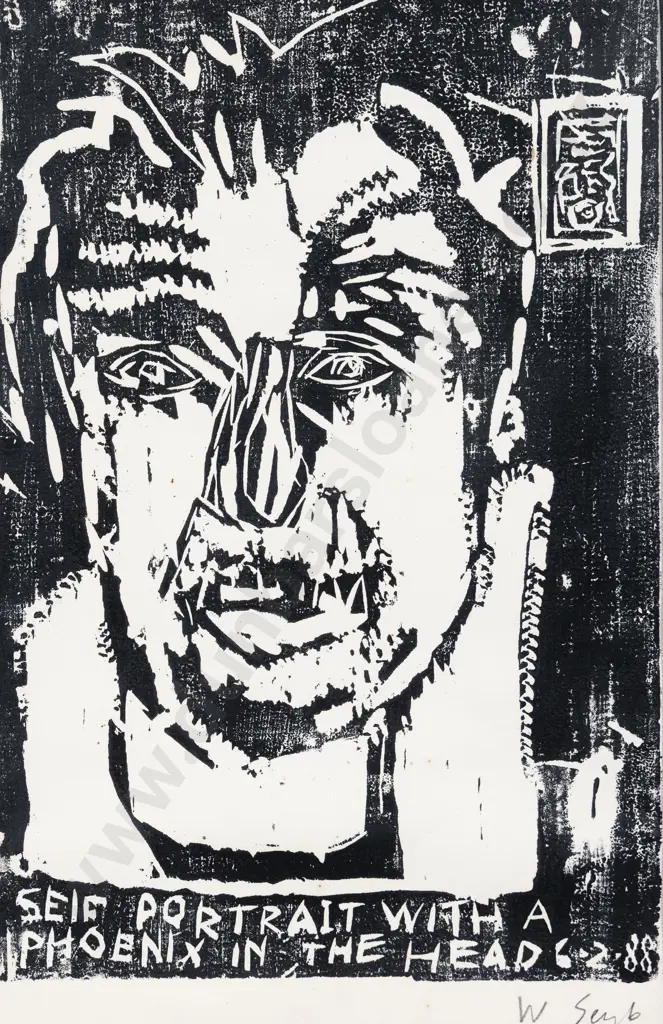 Wayne Seyb - Self Portrait with Phoenix in the Head Image 1++