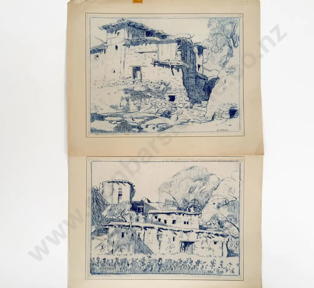 John Weeks (1888 - 1965) - Two Sketchbook Studies (unframed) Image 1++