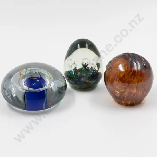 Three NZ Studio Glass Paperweights
