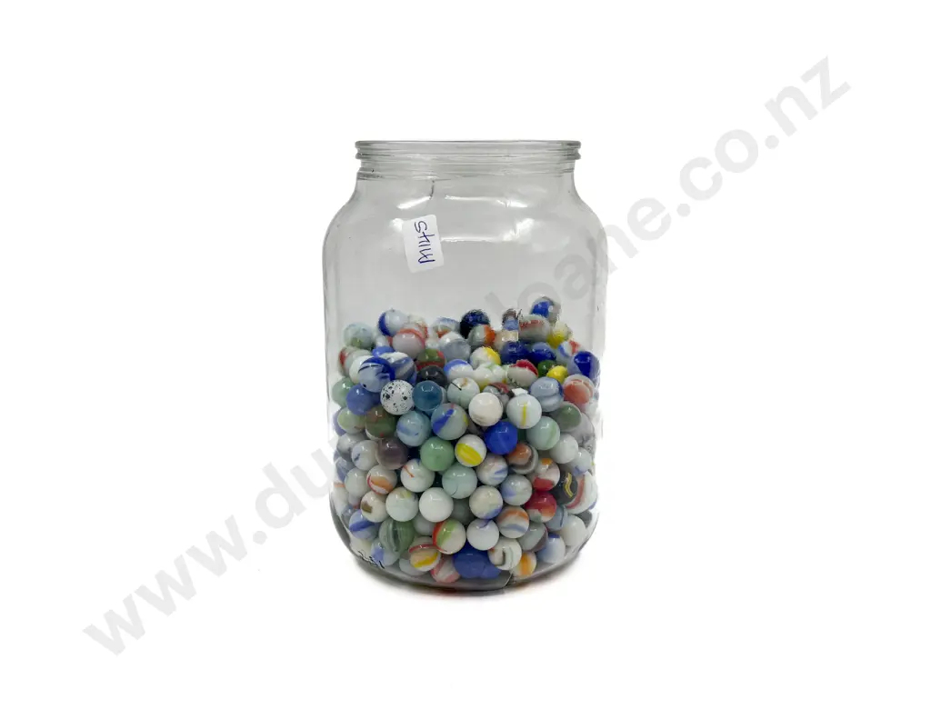 Glass Jar of Assorted Marbles Image 1++