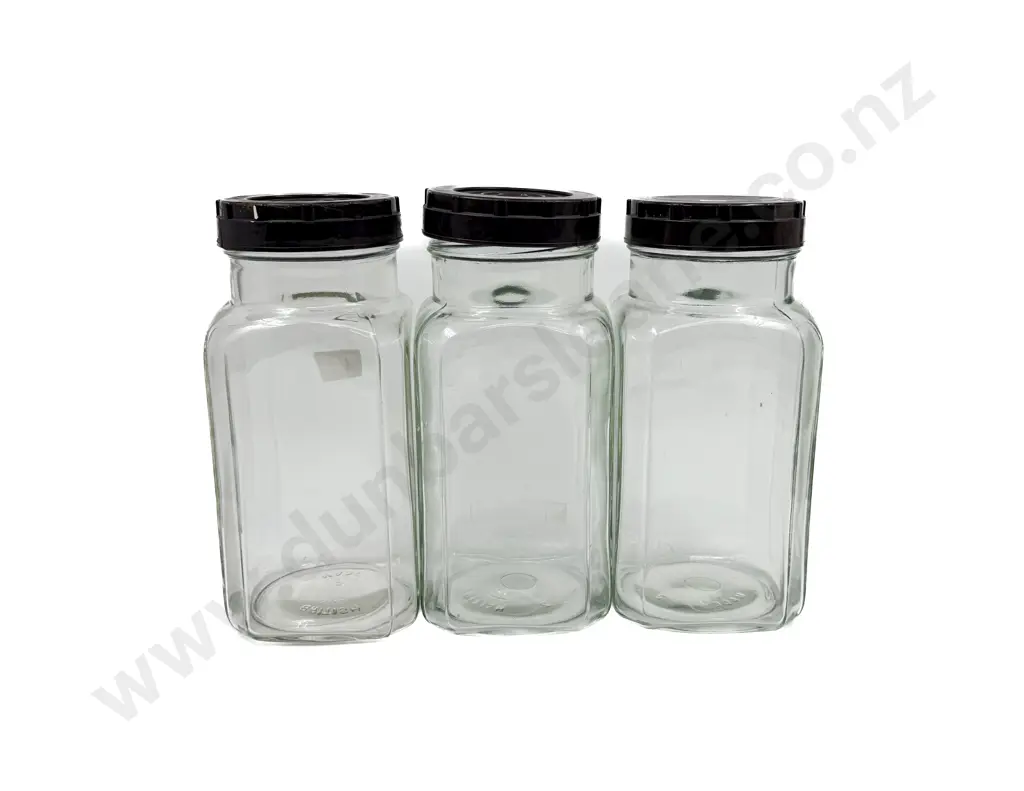 Three Assorted Vintage Lolly Jars with Bakelite Lids Image 1++