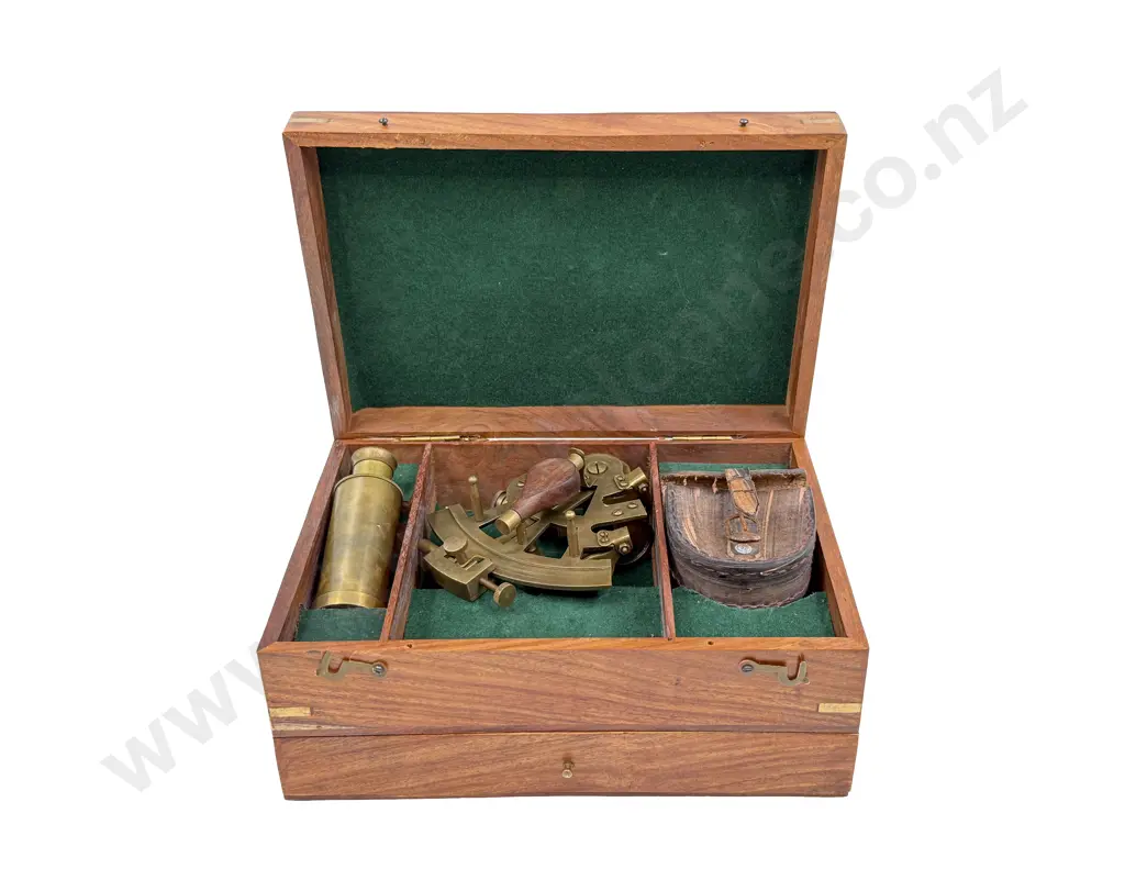 Reproduction Navagation Set in Brass Bound Wooden Box Image 1++