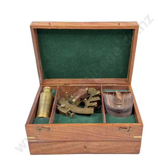 Reproduction Navagation Set in Brass Bound Wooden Box